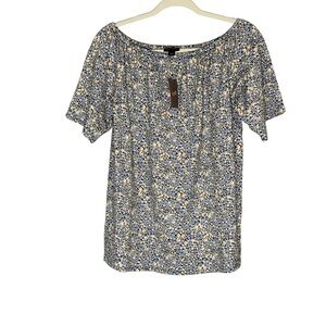 J. Jill NWT Wearever Collection‎ spring ditzy print short sleeve shirt. Size M